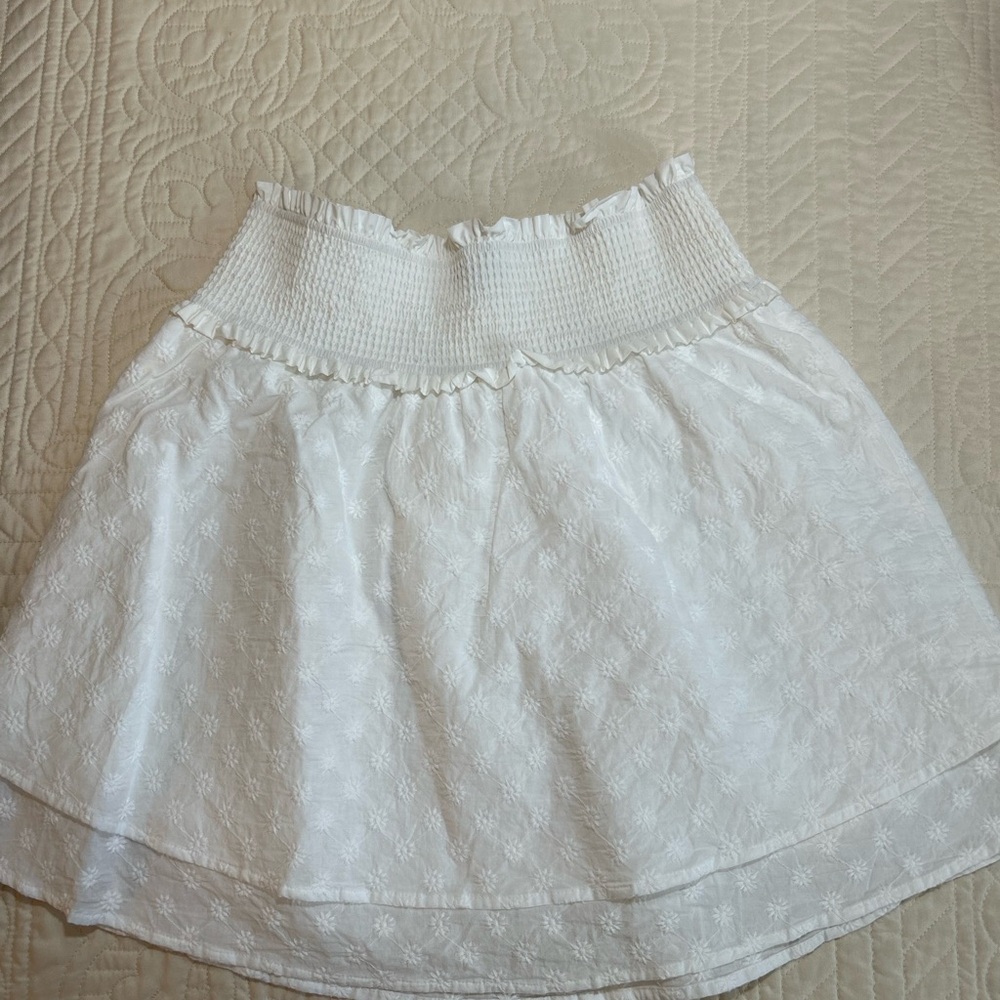 $158 Rails Women's White Smocked Cotton Floral Tiered Addison Mini Skirt Size M